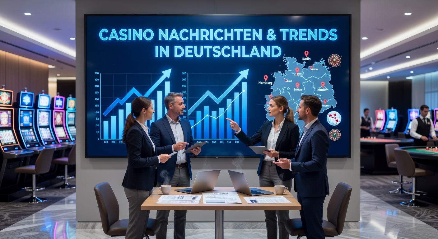 Deutsches Casino-Innenraum mit Spielern an Tischen und Automaten, beleuchtet in warmem Licht