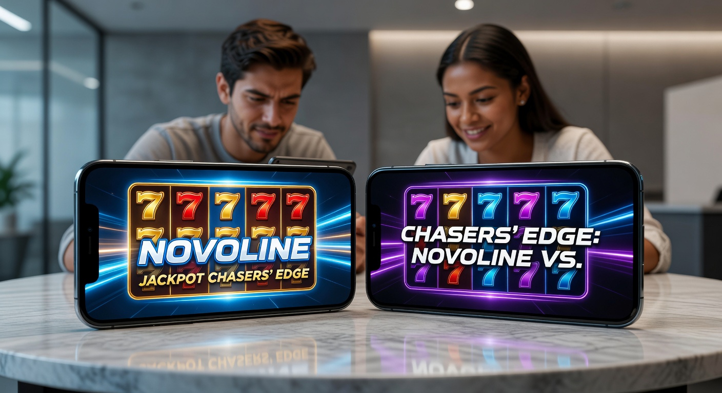 Vergleichsgrafik von Novoline und Merkur Jackpots auf Mobilgeräten, mit Balkendiagrammen zu RTP und Auszahlungsraten